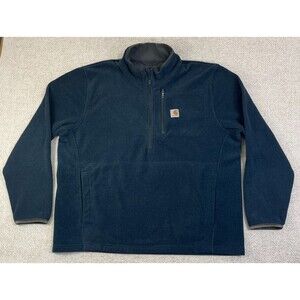 Carhartt Dalton Fleece Jacket 1/2 Zip Men's XL Pull Over Blue Pockets Outdoor